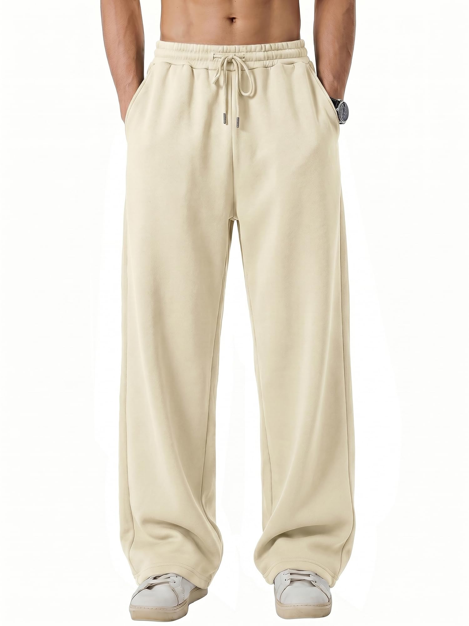 JMIERR Herren Baggy Jogginghose Baumwolle mit Kordelzug | Baumwolle,Oversize,Wide Leg Hose,Freizeithose,mit Elastischem Bund Taschen,Lässige Sweatpants für Alltag Sport Freizeit