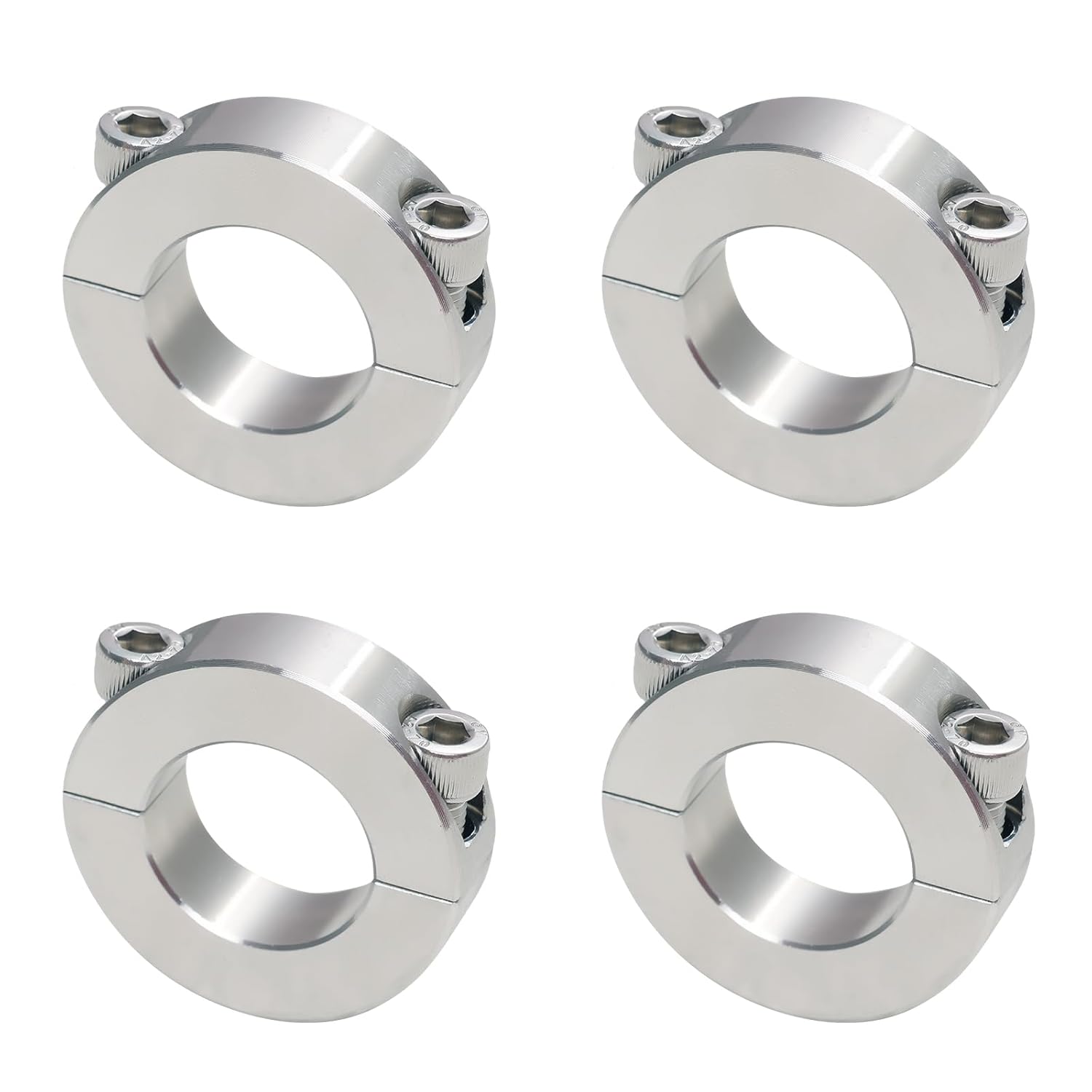 304 Stainless Steel Split Shaft Collar H7 Tolerance Bore 1", OD 1-3/4", Thickness 1/2", Linear Rail Stop Collar for Shaft Positioning