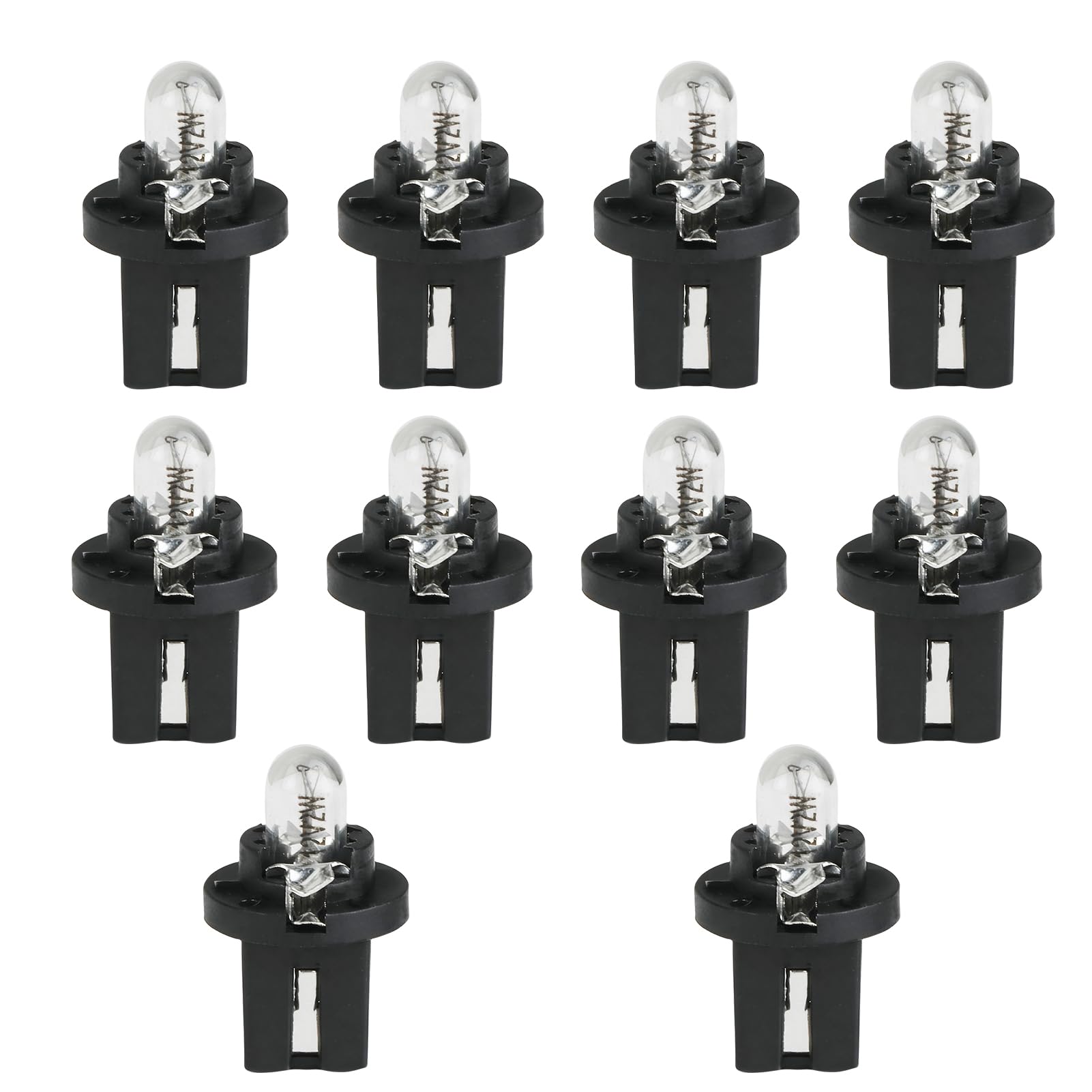 JiaHeHe 10 Stück T5 Glühbirnen, 12V 2W, B8.5D Sockel, Mini-Lampen für Armaturenbrettbeleuchtung, Tachobeleuchtung, Innenraumbeleuchtung, Ersatzlampen für T5 17 18 27 37 58 70 73 74 79
