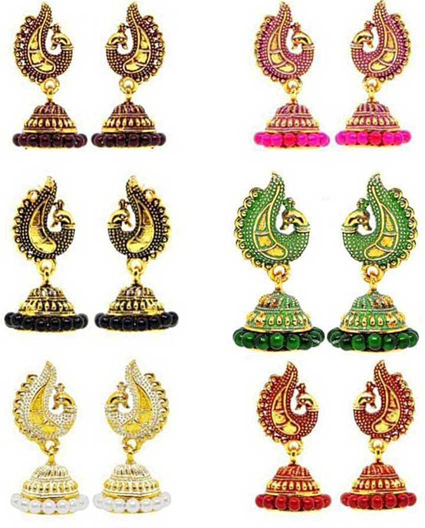 Fashion Frill Earrings For Women Combo Of 6 Traditional South Indian Temple Small Colorful Floral Jhumka Jhumki Earring Pearl Earrings For Women Girls Stylish Earrings Set Fancy Earrings (B09WYYF8GC) Amazon Price History, Amazon Price Tracker