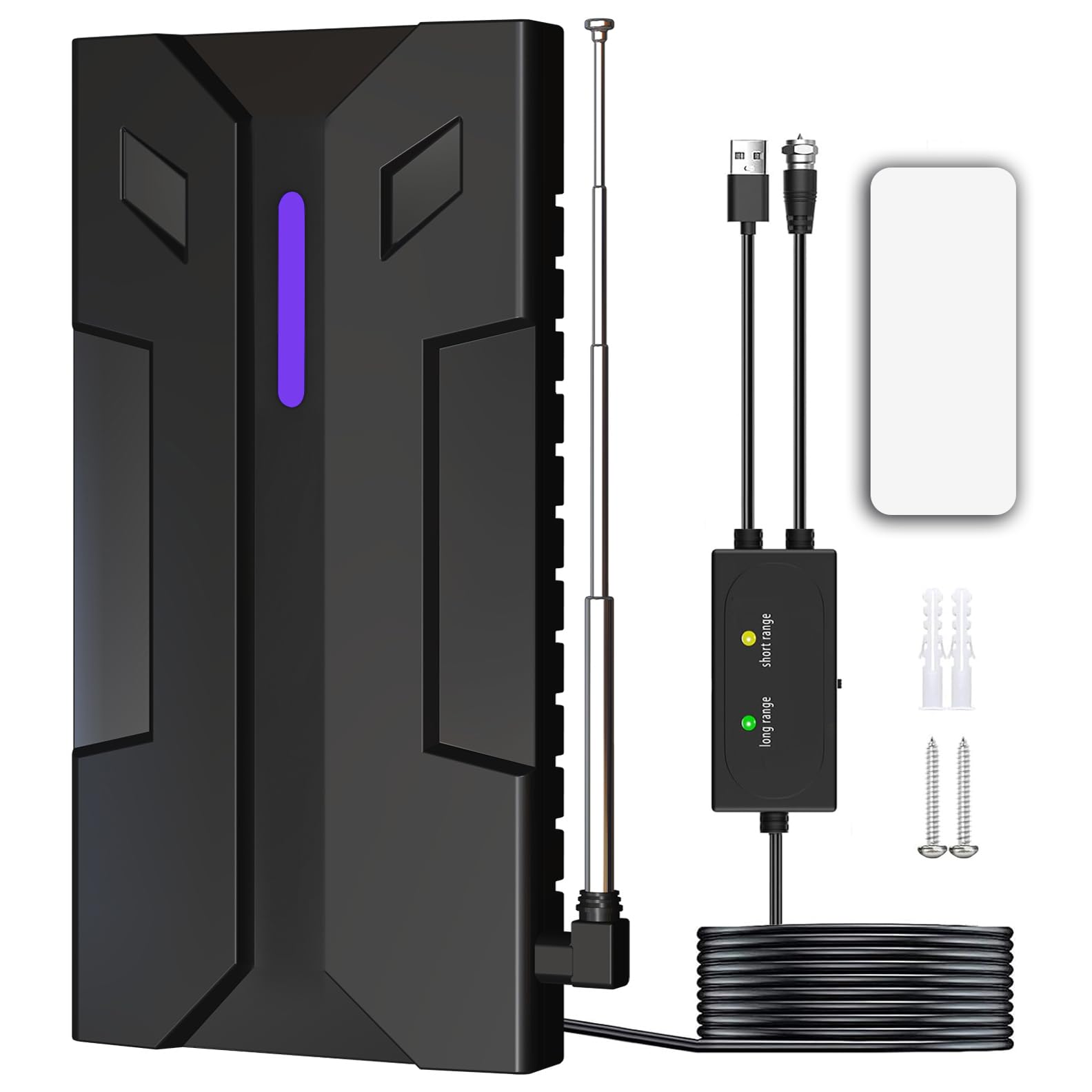 Antena de TV – Antena de TV digital Freeview para interiores con señal fuerte Reino Unido de más de 300 millas de alcance, antena de TV inteligente, soporte para exteriores, radio VHF/UHF/DAB/4K/1080P