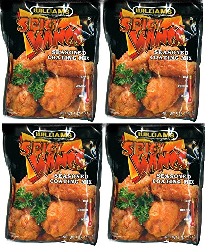 Williams Spicy Wings Seasoned Coating Mix - Spicy HOT - 5 Oz (4-Pack)