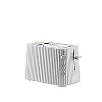 Alessi Plissé MDL08 W – Tostapane di Design, Sei Livelli di Doratura, in Resina Termoplastica, Spina Europea, 850 W, Bianco