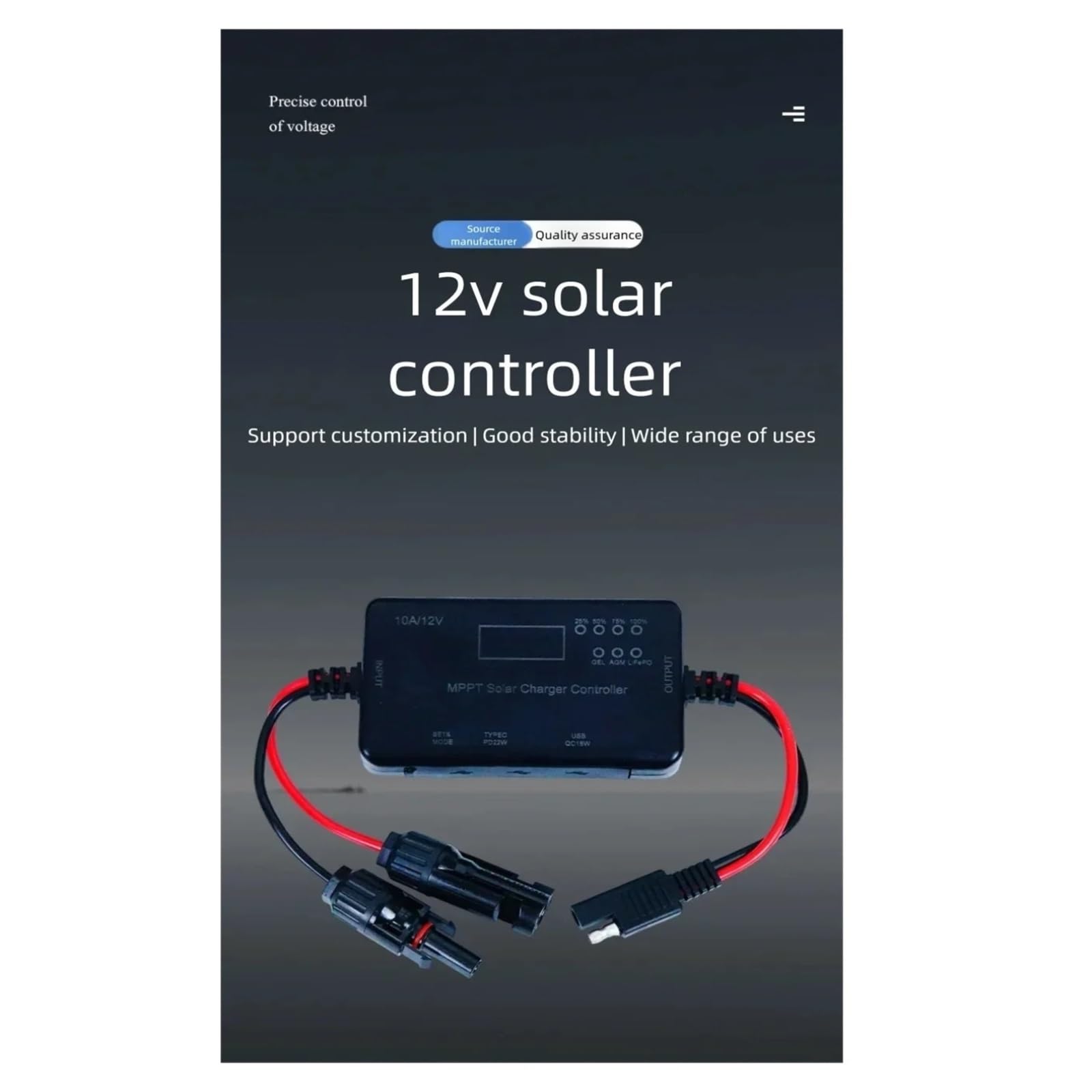 controlador de carga solar, 12V 10A 20A Controlador de carga solar MPPT inteligente