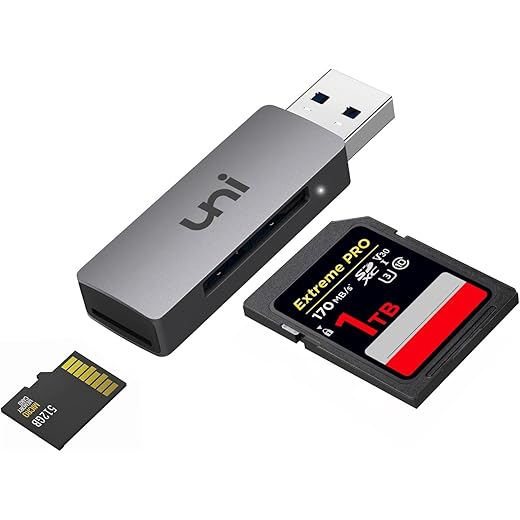 uni SD Card Reader, USB 3.0 SD Card Adapter High-Speed Micro SD Memory Card Reader Support SD/Micro SD/TF/SDHC/SDXC/MMC/UHS-I Card Compatible with Mac, Win, Linux, PC, Laptop, Chromebook, Camera