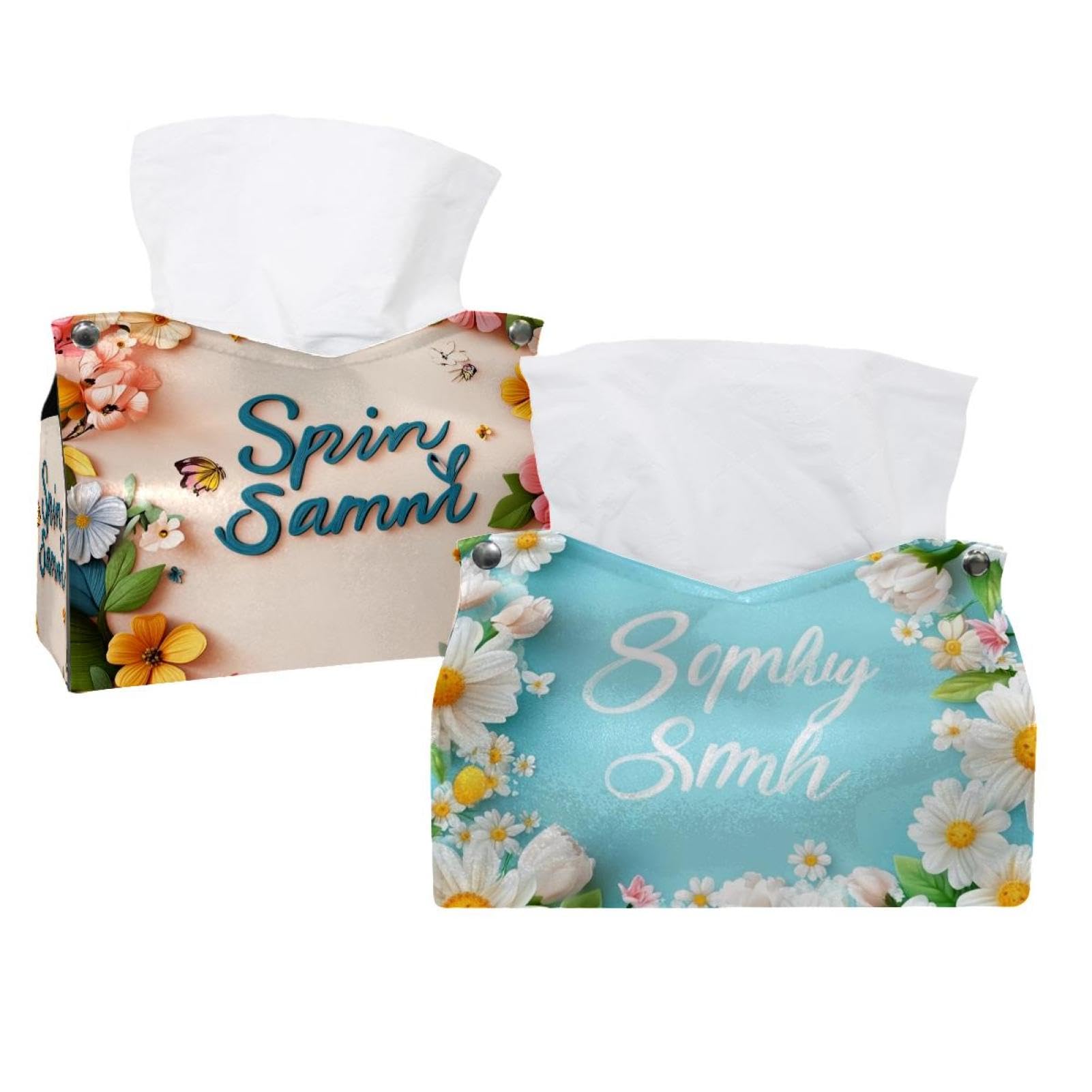 Lot de 2 supports de boîte à mouchoirs Welcome Spring en cuir