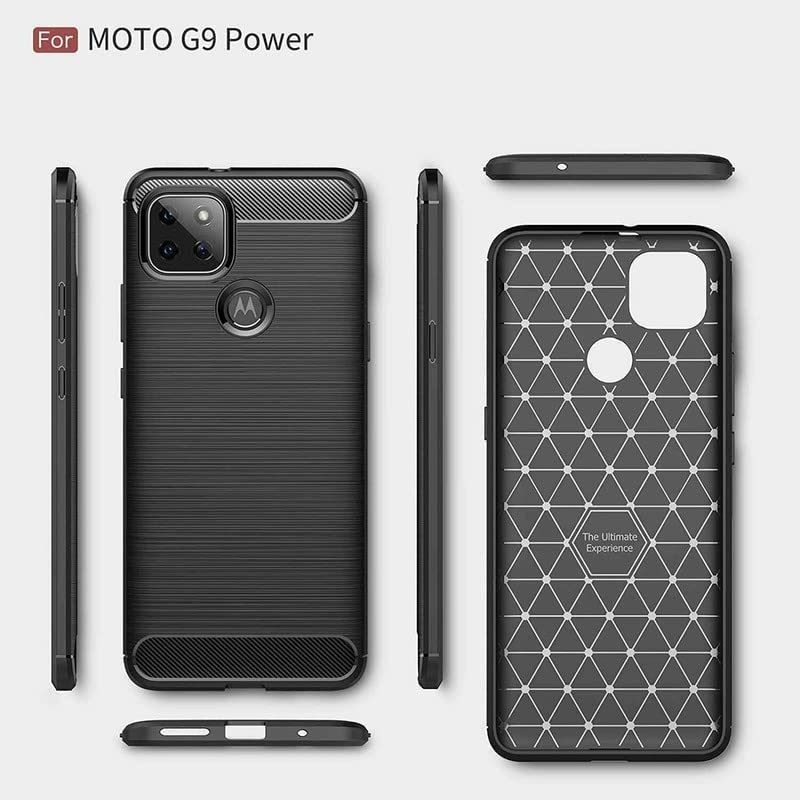 Image of Hybrid Carbon Fiber Back Case for Moto G9 Power (Black)