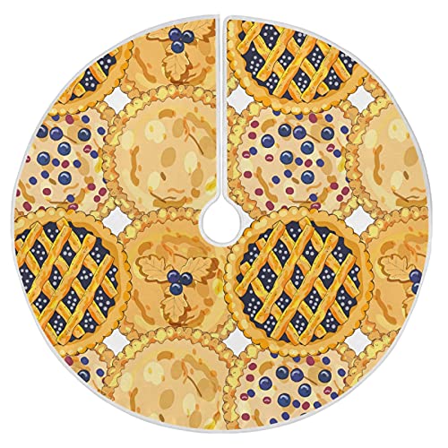 Naanle Blueberry Pies Jupe de sapin de Noël 119,4 cm Grand tapis de sapin de Noël Couverture pour décoration de sapin de Noël Cover