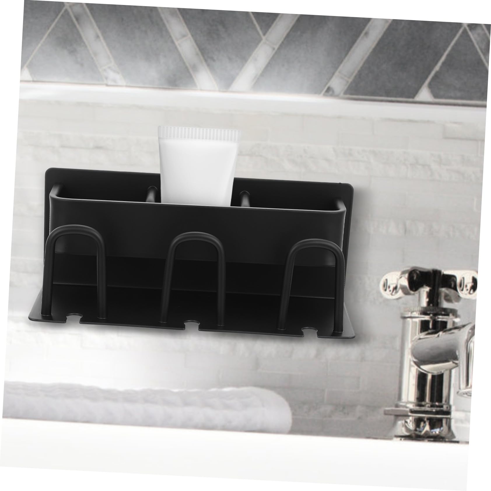 Portaspazzolino da Parete in Metallo Spazzolino e Dentifricio con Sgocciolatoio Organizer Bagno per Spazzolini Elettrici e Bicchieri Nero