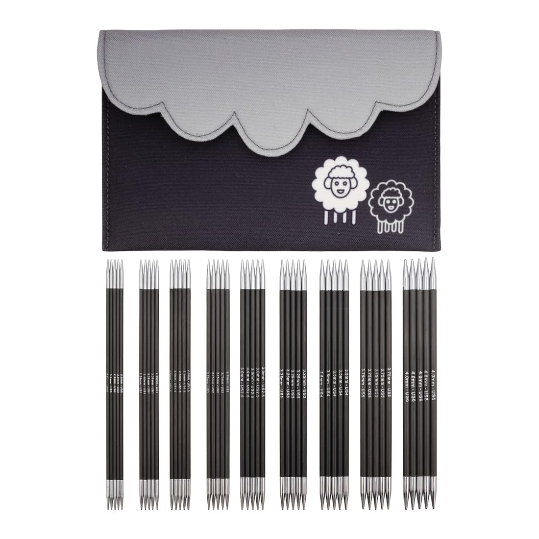 KnitPro Karbonz Deluxe Nadelspiel Set 6" (15cm) | 9 Größen (2mm bis 4mm)