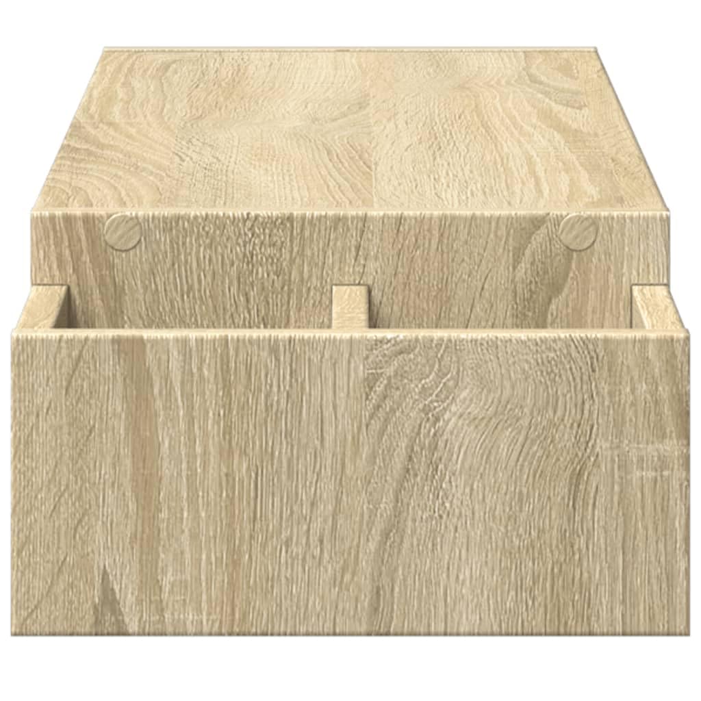 Monitorständer mit Stauraum Sonoma Eiche 100 x 27 x 15 cm Holzwerkstoff für Bildschirm Ablage, Arbeitsplatz Organizer, ergonomische Höhe für Büro Homeoffice