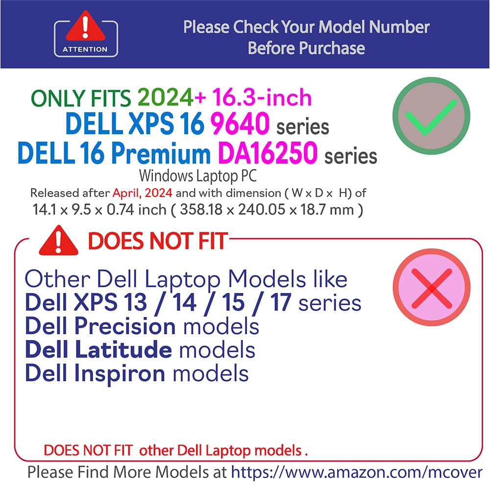 mCover Case ONLY Compatible for 2024 or Later 16.3 Dell 16 Premium DA16250 and XPS 16 9640 Series non-2-in-1 Traditional Windows Notebook Computers NOT Fitting Any Other Dell Models - Clear product thumbnail 6