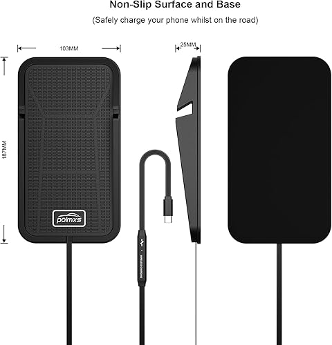 Miniatura 7 de POLMXS - Cargador inalámbrico para automóvil, almohadilla de carga inalámbrica antideslizante para teléfono celular de automóvil, alfombrilla de