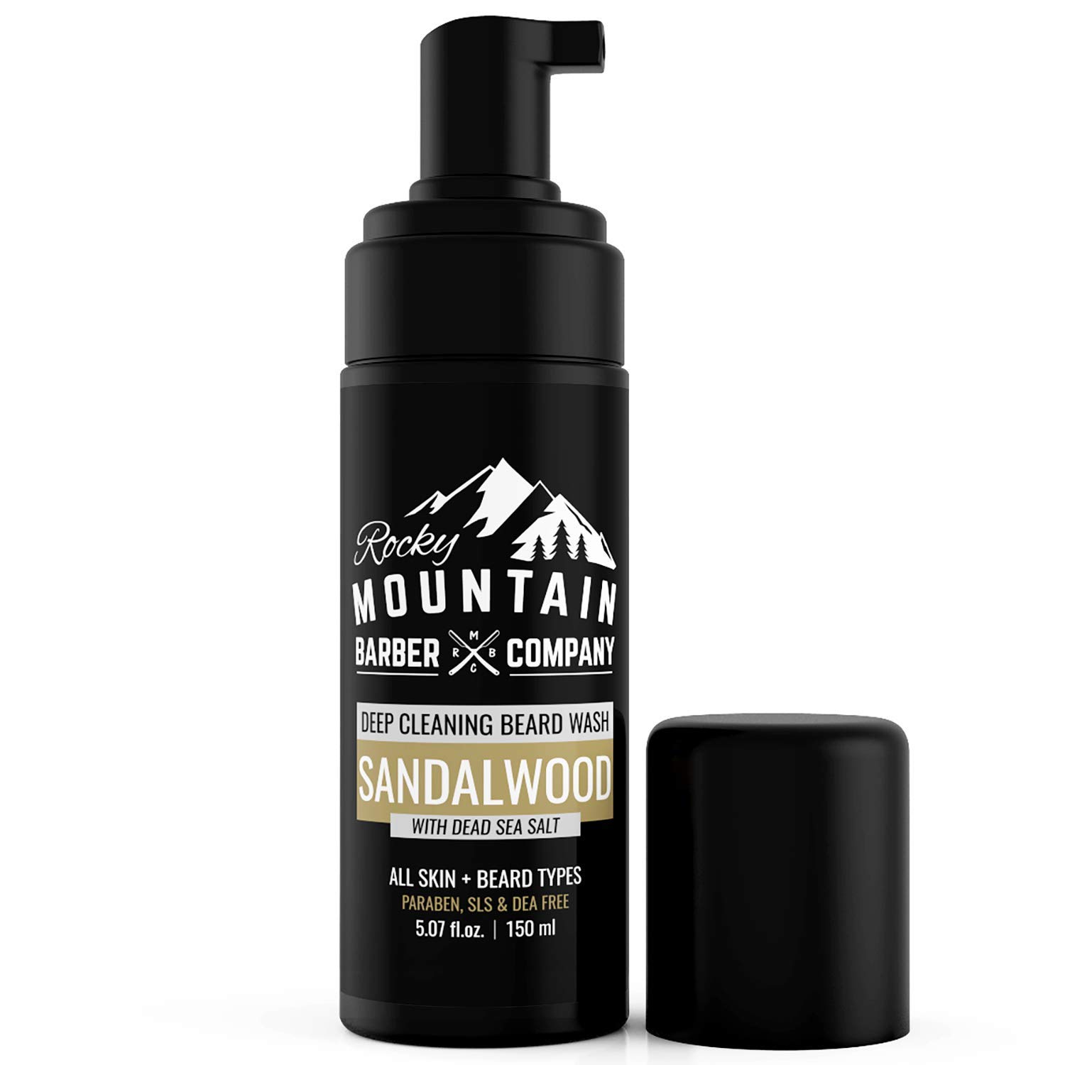 Rocky Mountain Barber Company Foaming Sandalwood Beard Wash, 5 oz