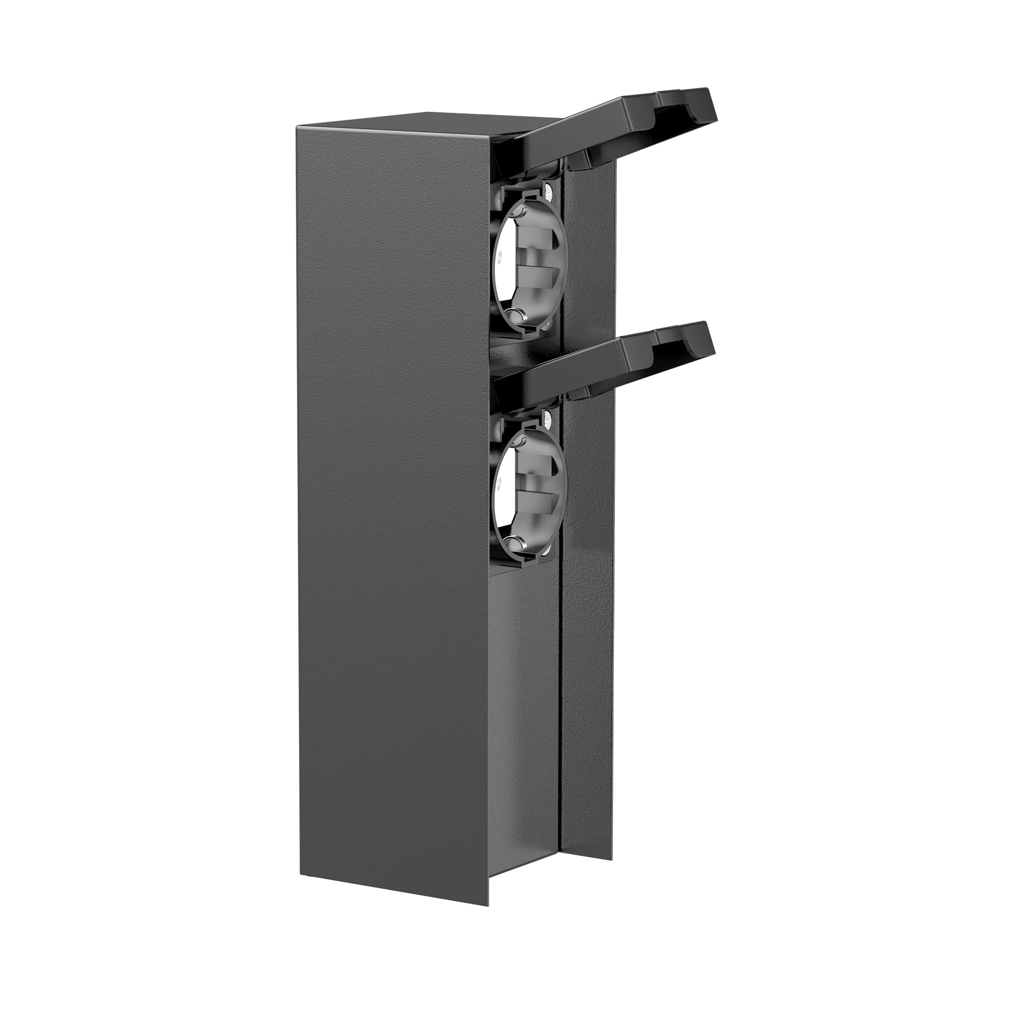 ledscom.de 2 pzas. Toma de jardín Pilar POMI para Exterior, IP44, 2 vías, Acero Inoxidable, Antracita, Cuadrada, 23 cm