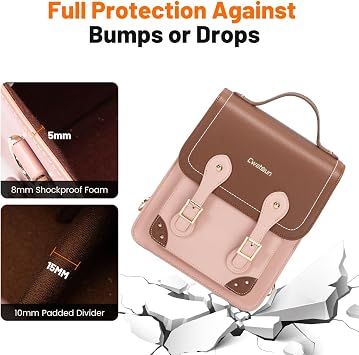 Cwatcun Camera Bag for Women, Retro Camera Crossbody Case, Vintage PU Leather Waterproof Camera Backpack, Lightweight Camera Handbag, Compatible with Canon/Nikon/Sony SLR/DSLR Mirrorless Camera, Lens