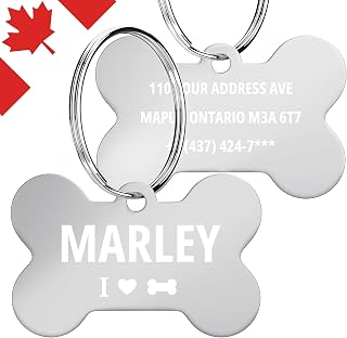 Dog Tags Engraved Pet Canada Custom Engraved Dog & Cat Tags 40 Shapes/Colors Available - Proudly Canadian - Pet ID, Name, Tracker Accessories Perfect for Large Dogs, Cats & Pet Lovers Alike