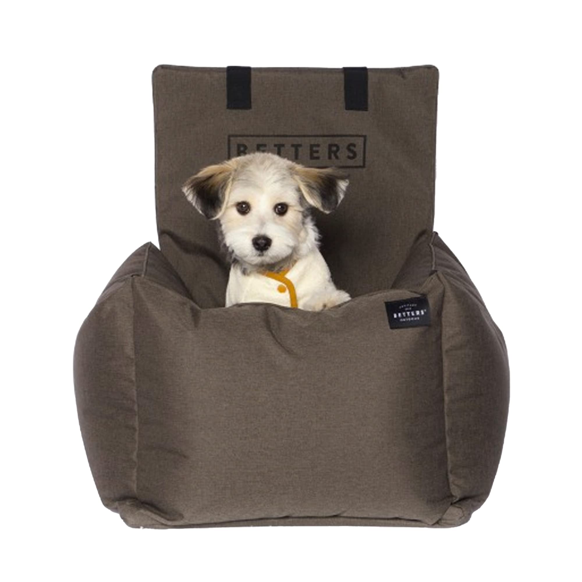 Betters Dog Car Seat Set Blue | Foldable and Durable Car Seat Cover for Dogs with Detachable Mat and 2 Straps | Comfortable and Waterproof Pet Car Seat and Dog Bed | Dog Accessories (Khaki)
