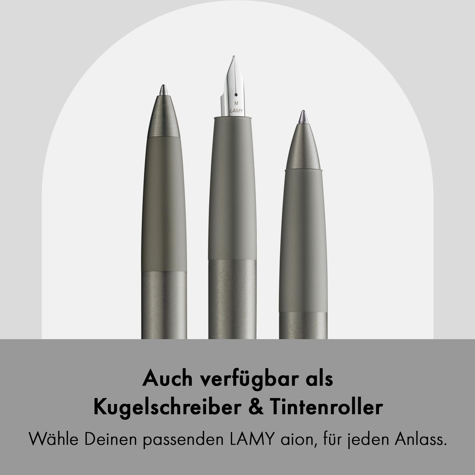 Lamy aion graphite Füller – moderner Füllhalter im eloxierten, leichten & nahtlosen Aluminium-Gehäuse – mit Edelstahl-Clip & Stahlfeder in Strichbreite M – inkl. Tintenpatrone T 10 blau