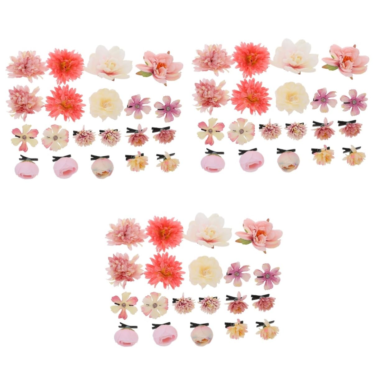 Toyvian 63piezas Clips De Flores De Seda Artificiales Para Cabello Accesorios De Estilo Floral Para Mujeres y Niñas Adornos De Pelo Coloridos y Atractivos