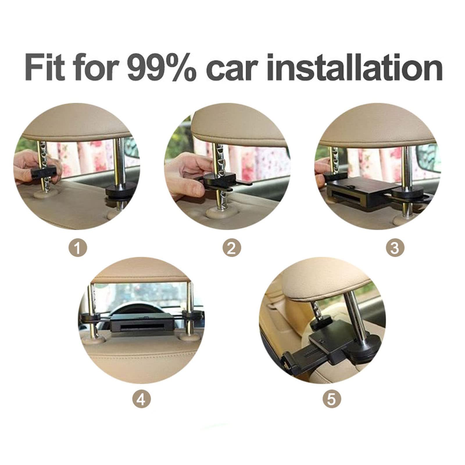 Lettori Video per Poggiatesta Auto 2+32g, Lettore Dvd Portatile da 12,5 Pollici per Auto, Touch Screen, con Luce Ambientale, Riproduzione Video HD 8K, 4 Formati di Riproduzione,1PCS,White