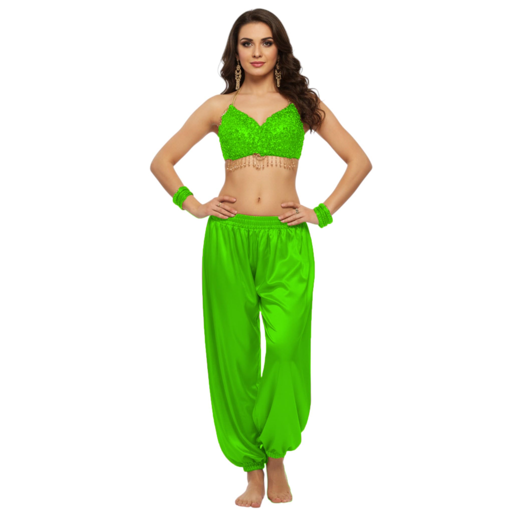 MEEK MERCERY BY KF Satin Belly Dance Harem Boohoo Pant – Elastic Waist, S to 5XL – 41 Colours – Flowing Performance Costume for Stage, Bollywood, Cosplay, Festival & Lounge Wear