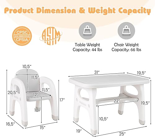 Miniatura 6 de KOTEK Juego de mesa y silla para niños, bonita mesa de actividades con almacenamiento y bloques de construcción, sillón en forma de dinosaurio,
