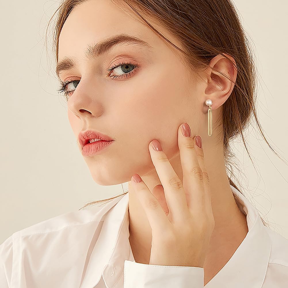 Pearl earrings-Gifts for Women Wife-Gift for Wife Wedding Birthday Anniversary Jewelry-Mom Girlfriend Her Mothers Day Gifts for Mom Women Valentines Day Christmas Day Gifts NO034