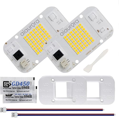 Miniatura 10 de 2 paquetes de chips LED AC110V 50W CA con Bridgelux y LM283B+ diodo COB 3500K 6000K Panel LED de espectro completo para lámpara de cultivo de flores