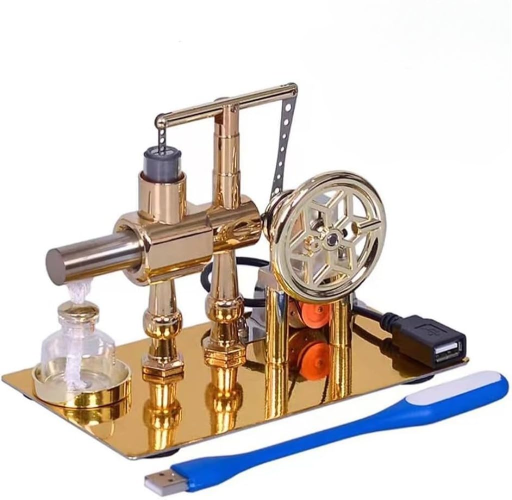 Hophelia Dampfmaschine Modell, Horizontalkessel Dampfmaschinen Modell, Dampfmaschinen-Modellbausatz für Erwachsene und Studenten, Metall externer Verbrennungsmotor Kit mit Schwungrad