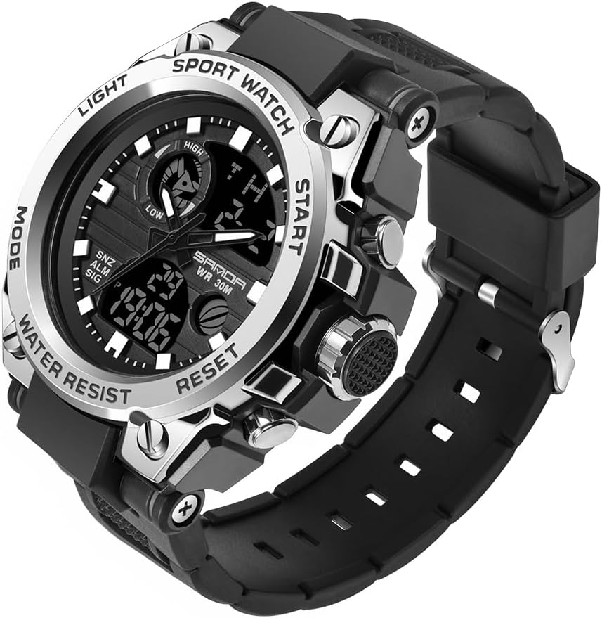 AIMES Men's Watches Sports Outdoor Waterproof Military Watch Analog Digital Sport Watch Electronic Tactical Army Watches for Men Date Multi Function LED Alarm Stopwatch