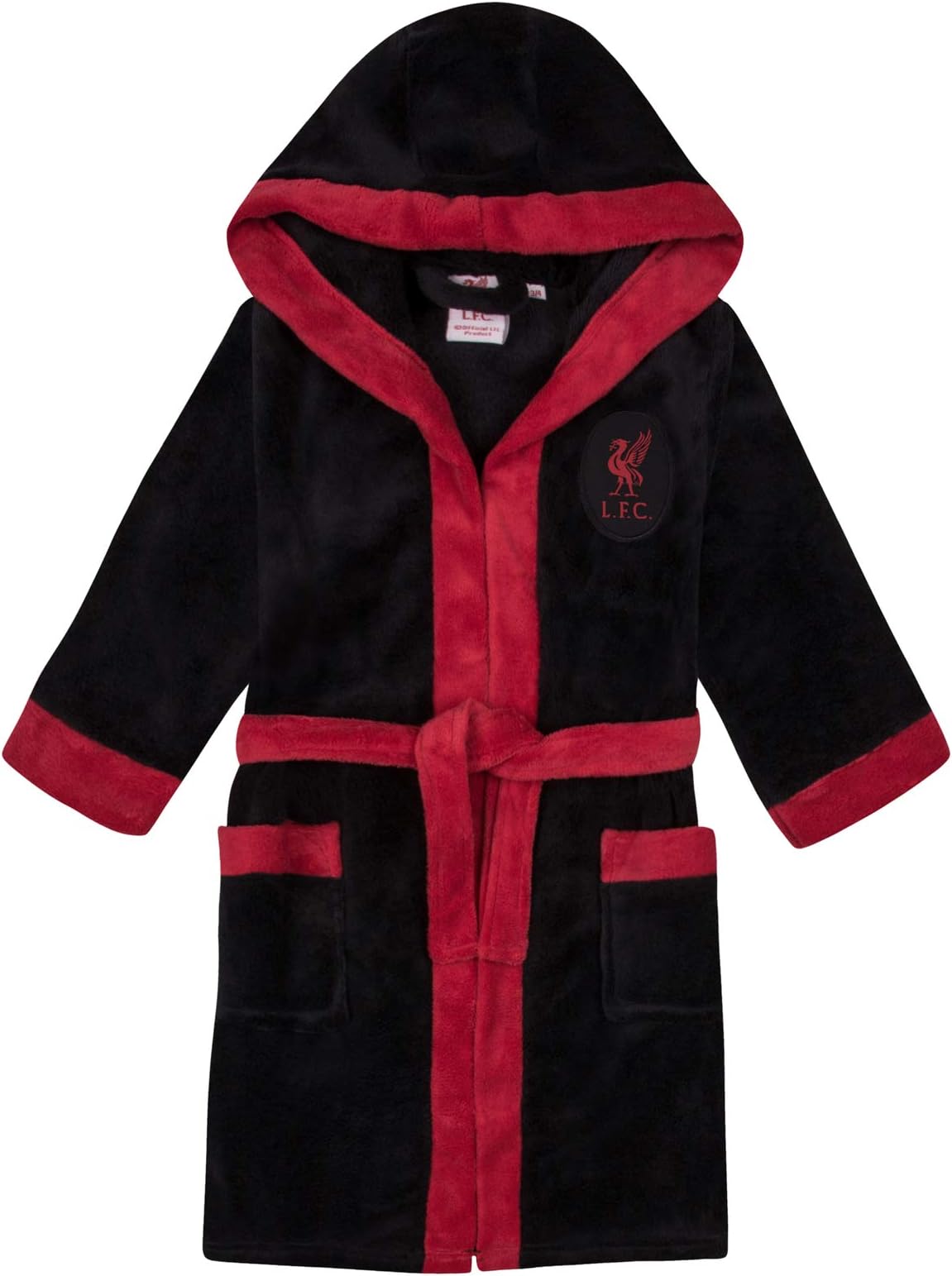 Liverpool FC Boys Dressing Gown Robe Hooded Fleece Kids OFFICIAL Football Gift