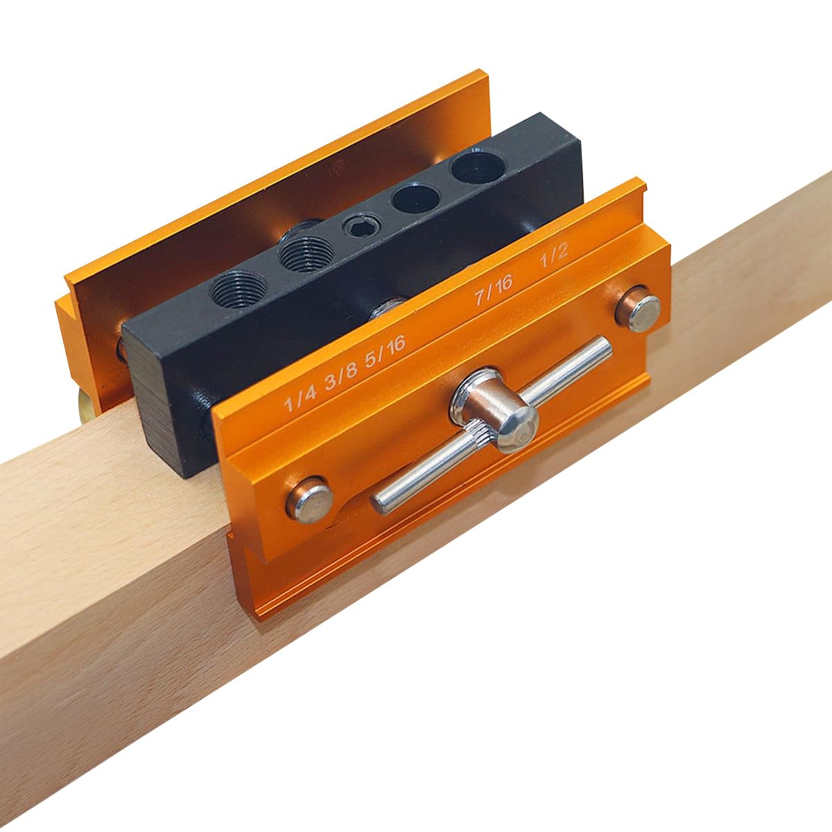 Dima per Spinatura Legno, Kit di Maschere di Centraggio Autocentranti, Guida di Foratura a Larghezza Regolabile, Localizzatore di Foratura Verticale in Legno Giallo da 64 mm