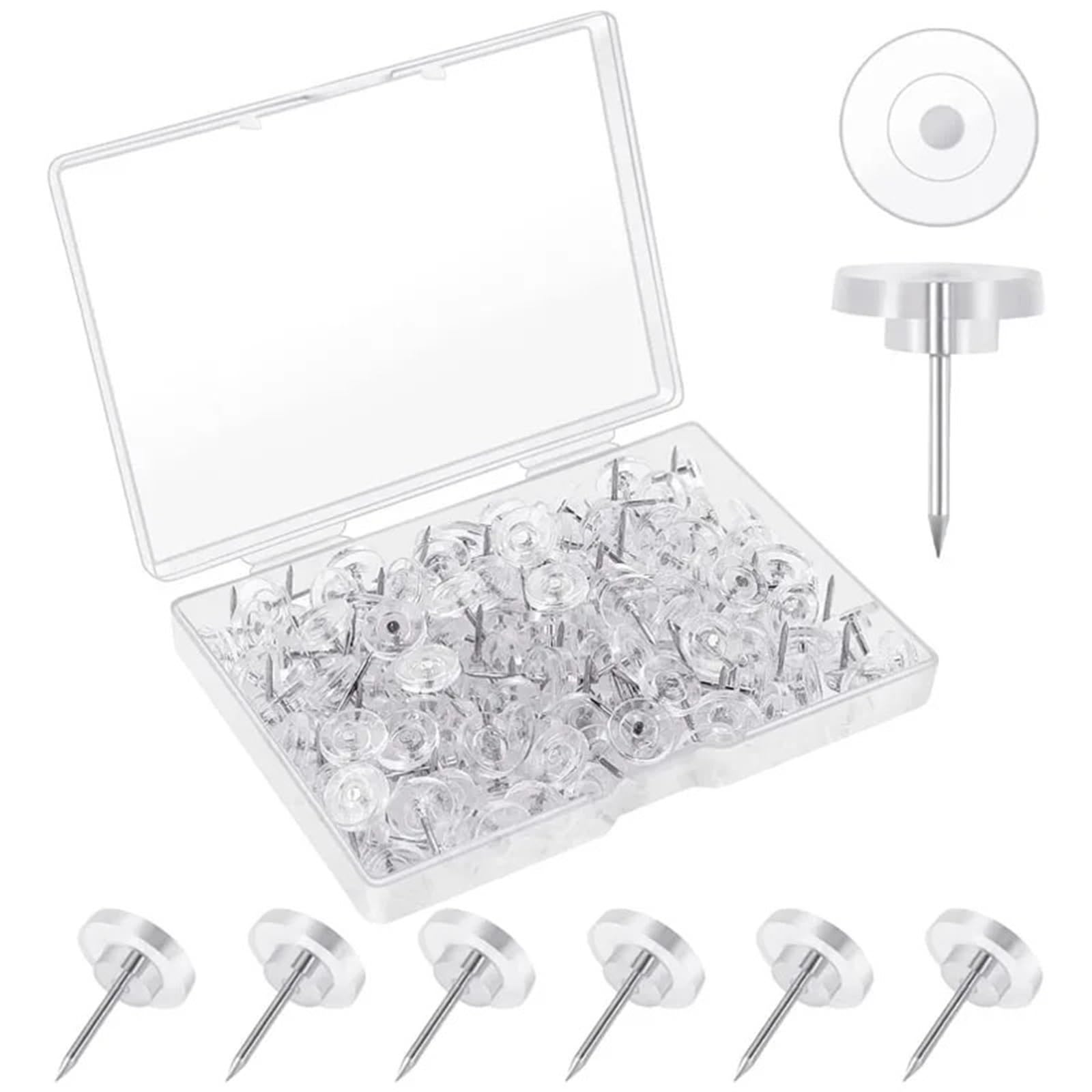 Push Pins 100Pcs Clear Flat Head Plastic Push Pins