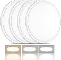 LUMLLSAJI 4 Pack 24W Ultra Thin LED Flush Mount Ceiling Lights - 12 Inch Round, 3 Color Temps 3000K/4000K/6500K for Bedroom Kitchen Bathroom
