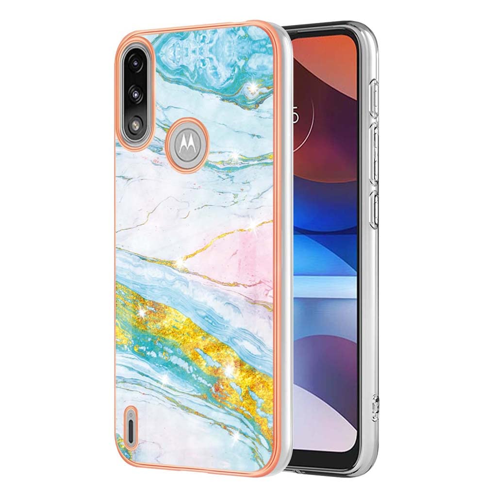 SEAHAI Cover Per Motorola Moto E7i Power / E7 Power – Custodia In Silicone TPU Con Glitter Viola Scuro, Ultra Sottile Antiurto