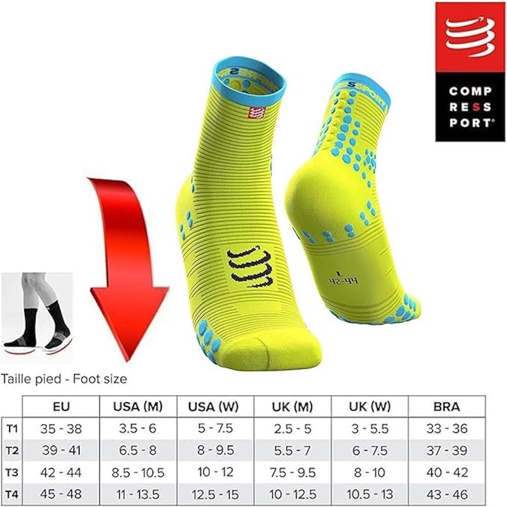Compressport Running Socks - Pro Racing Socks V3 Run High - Prevención de ampollas - Amortiguación y transpirabilidad - Correr y triatlón - Para entrenamiento y competición - Ligeros - 4