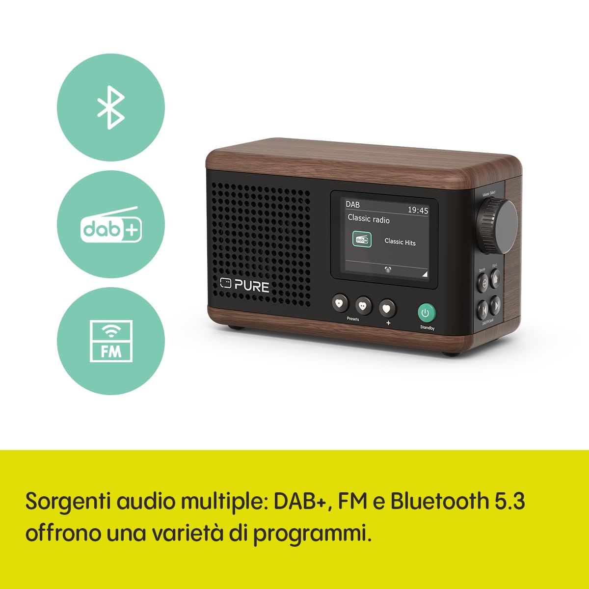Radio Digitale MangoKit DAB+/FM Con Bluetooth - Sveglia, Timer, Display, Alimentazione A Rete O Batterie, Nero - Foto 3