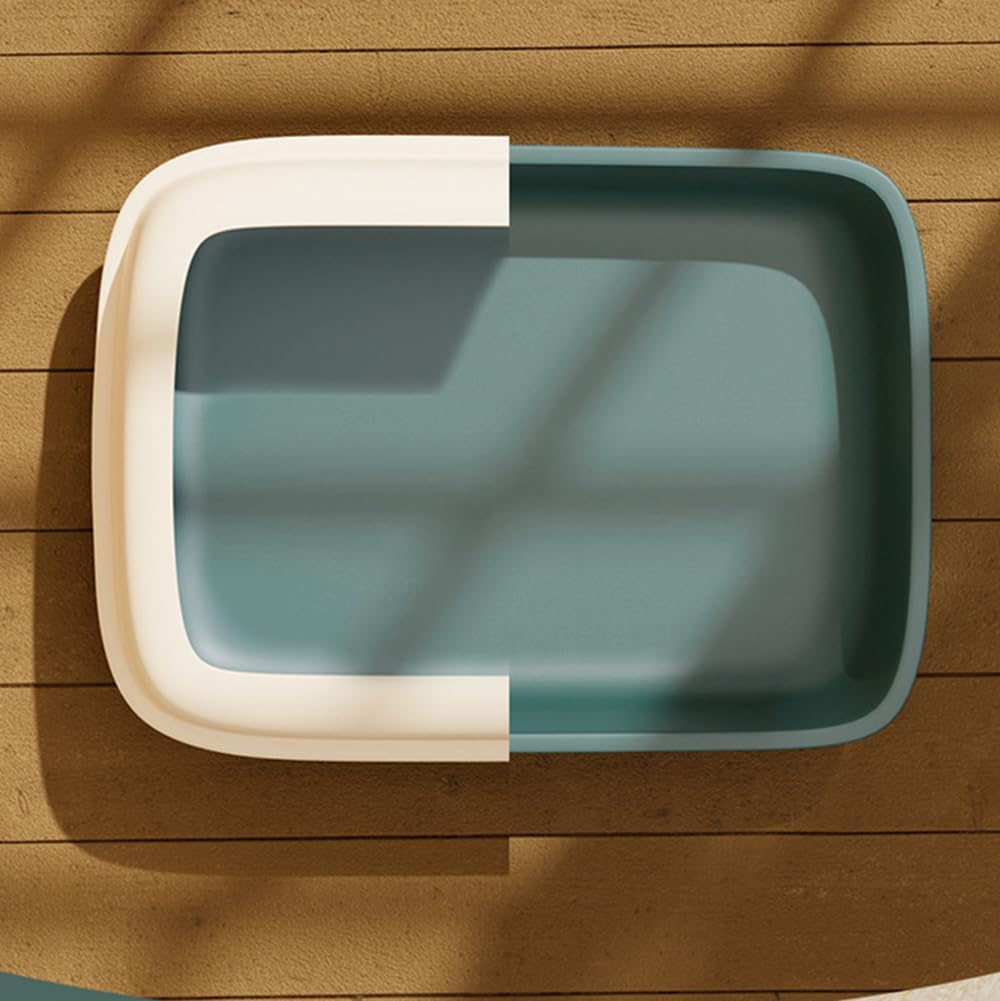 Large Cat Litter Box with Lip High Sides & Low Entry – Open Top Litter Pan for Indoor Cats, Kittens & Seniors | Anti-Splash, Odor Control & Easy Clean | 20.5”L x 15.4”W x 8.3”H | Includes Scoop