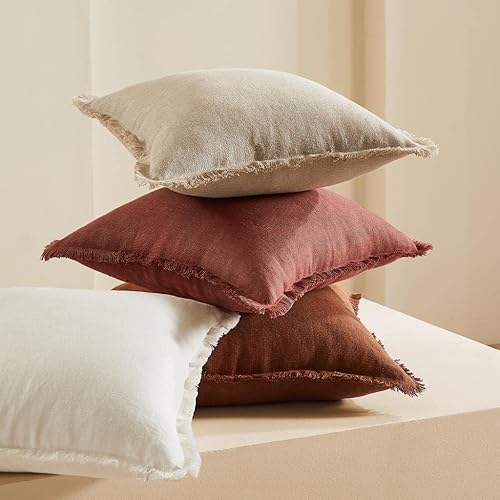 Miniatura 7 de breezewood Funda de cojín cuadrada decorativa de lino, funda de almohada, decoración del hogar para sofá, cama, silla, 18 x 18 pulgadas (1 pieza de