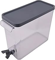 Vista 1 de Dispensador de bebidas delgado con espita, 2 galones, acrílico transparente con tapa gris