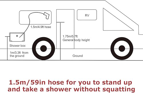 Miniatura 3 de Kit de caja de ducha exterior para caravana, grifo con cabezal de ducha, interruptor de agua fría caliente con manguera, llaves para RV, cámper,