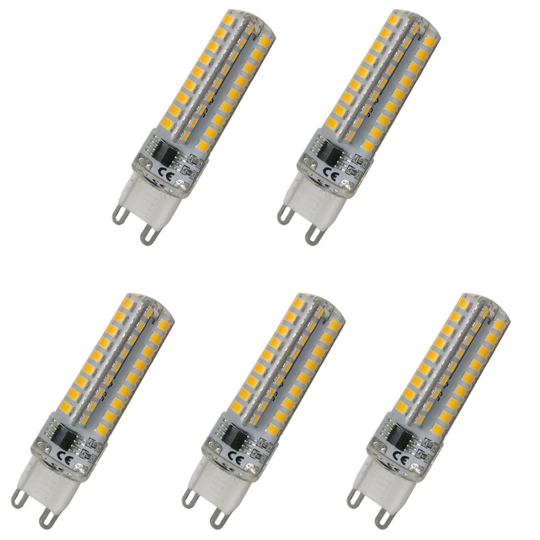 Aoxdi Dimmable G9 LED Bulbs 6W, Warm White, 72 SMD 2835 LED Light Lamp Spotlights G9, AC 220-240V, 5-Pack