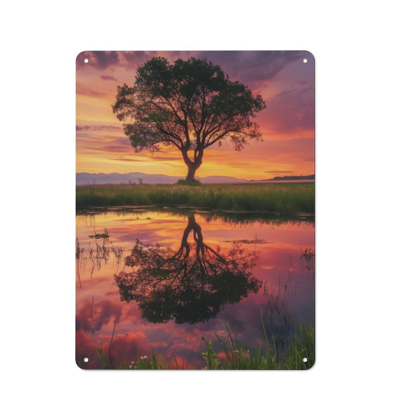 Junmoney Sunset Reflections Vintage Tin Wall Plaque 40X30cm For Workshop Wall, A Decorative Christmas Gift For Makers And Diy Enthusiasts