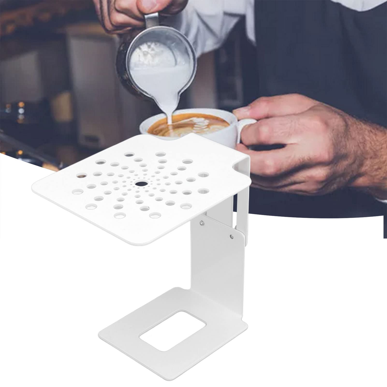 Kaffeemaschinenwaage, Edelstahl höhenverstellbare elektronische Kaffee-Waage mit Auffangdesign für zu Hause, Bar und Café, Höhe einstellbar von 8–14 cm (Weiß)