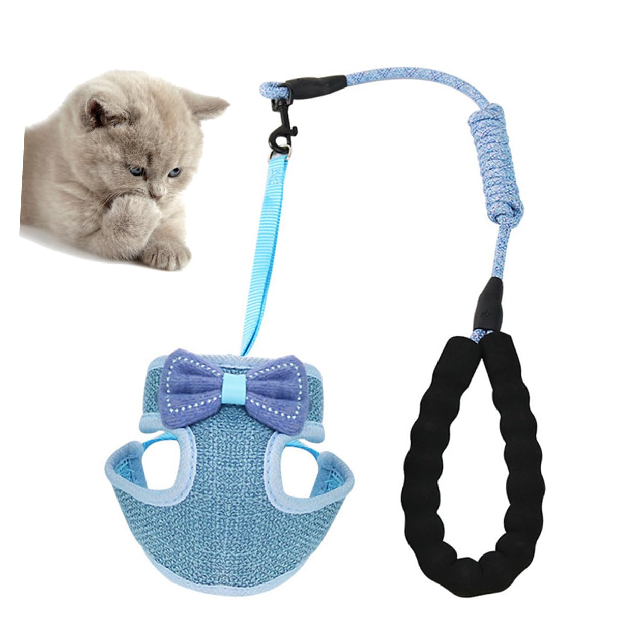 FONDOTIN 2.5Kg Adjustable Pet Vest Harness for Cats Comfortable Chest Strap Blue Lightweight and Breathable Design for Cats Weighing Durable and Easy to