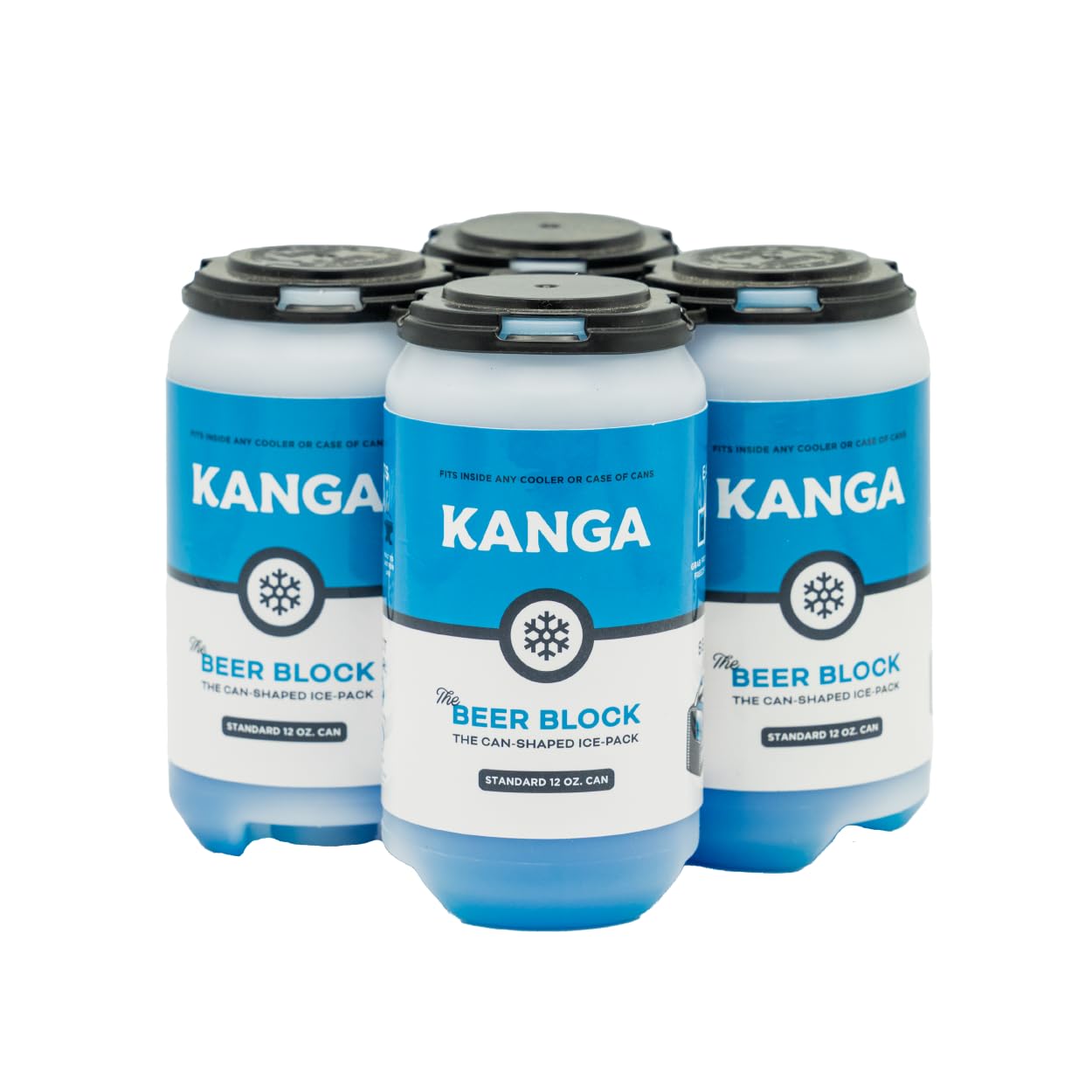 Kanga Beer Blocks Slim Can Shaped Ice Pack - Keep Drinks Cold for 9 Hours | Reusable for Cooling Food/Beverages | Durable Plastic Construction | Can Cooler Ice Block 12 oz Standard Can Pack of (4)