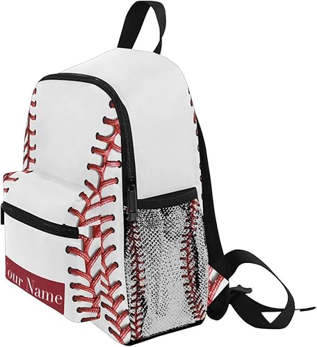 Miniatura 3 de Mochila personalizada para niños y niñas mochila casual para niños pequeños personalizada con nombre de niño Estampado de encaje de béisbol 10 x 4 x