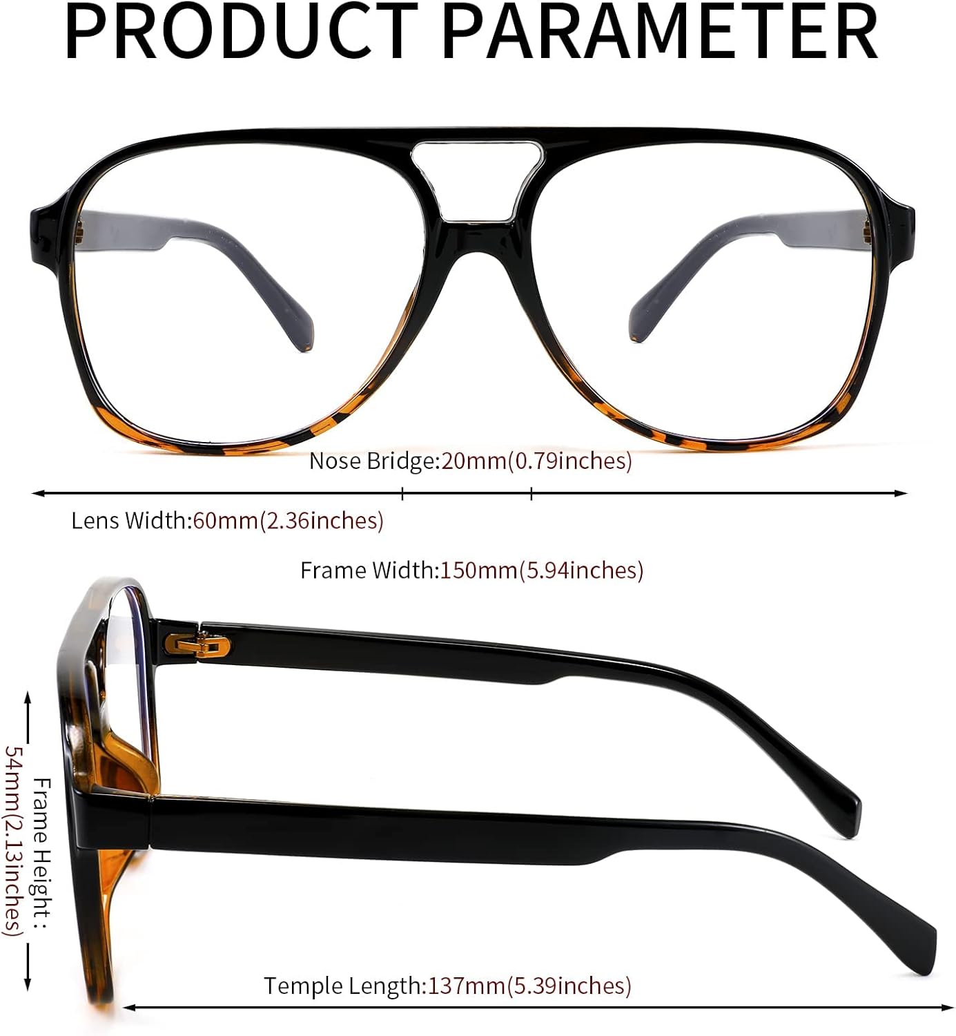 FEISEDY 70s Aviator Glasses Frame Blue Light Blocking Glasses Oversized Square Computer Glasses Women Men B2888 - Image 6