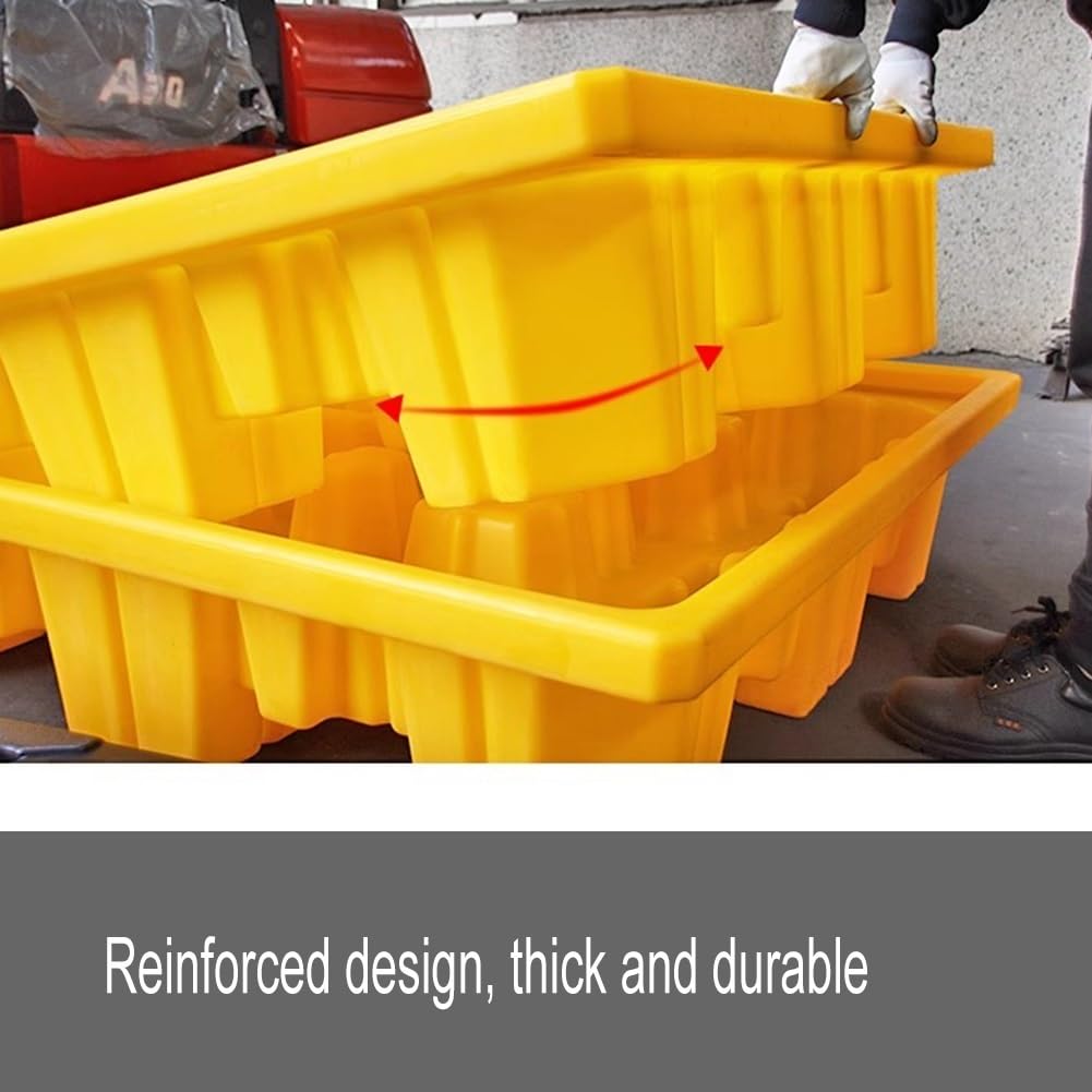 zktoermn Plataforma Modular Industrial Antiderrames, Bandeja De Contención De Derrames con Drenaje, Bandeja Apilable Anti-Polietileno(655x360x120mm)